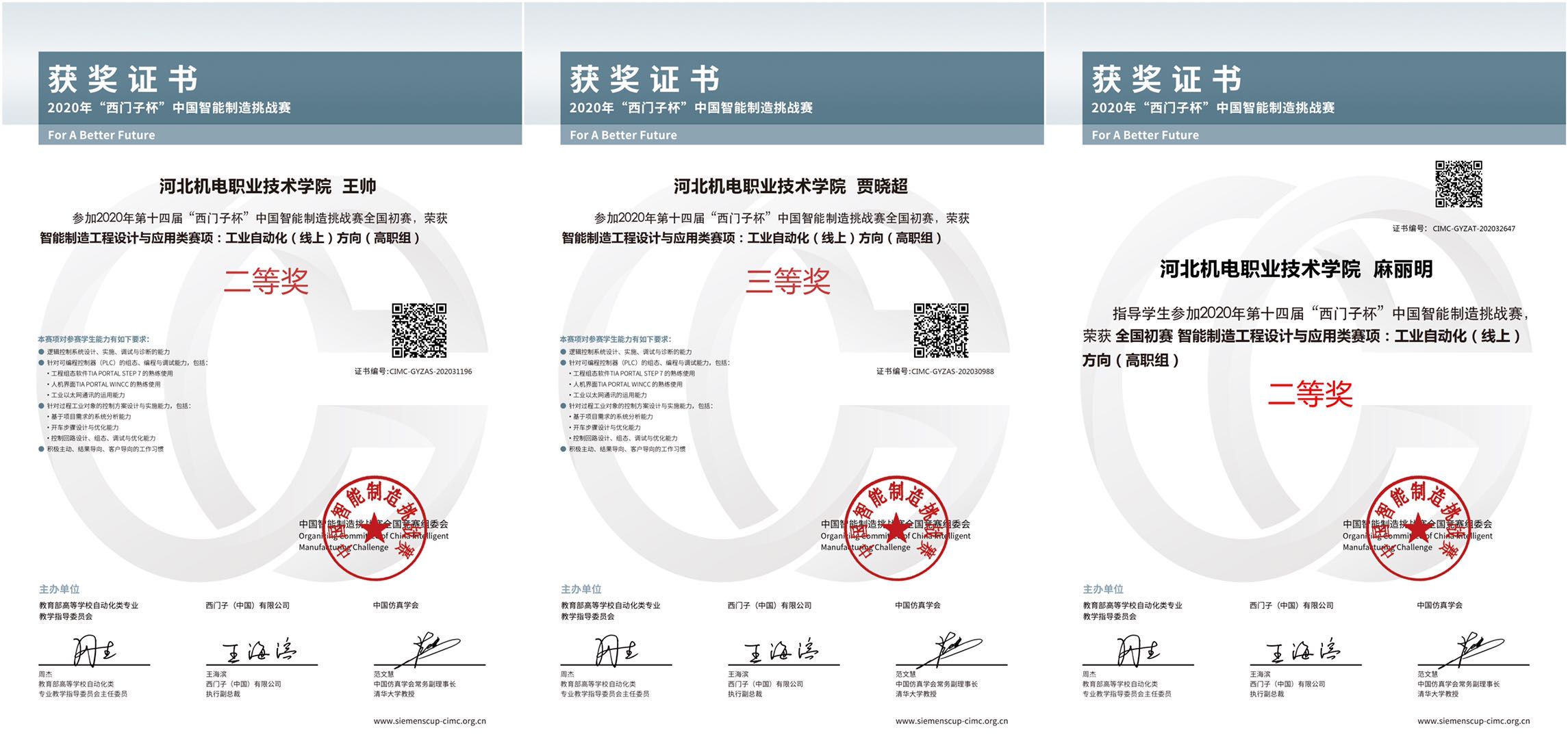 永利集团在2020年“西门子杯”中国智能制造挑战赛中取得优异成绩